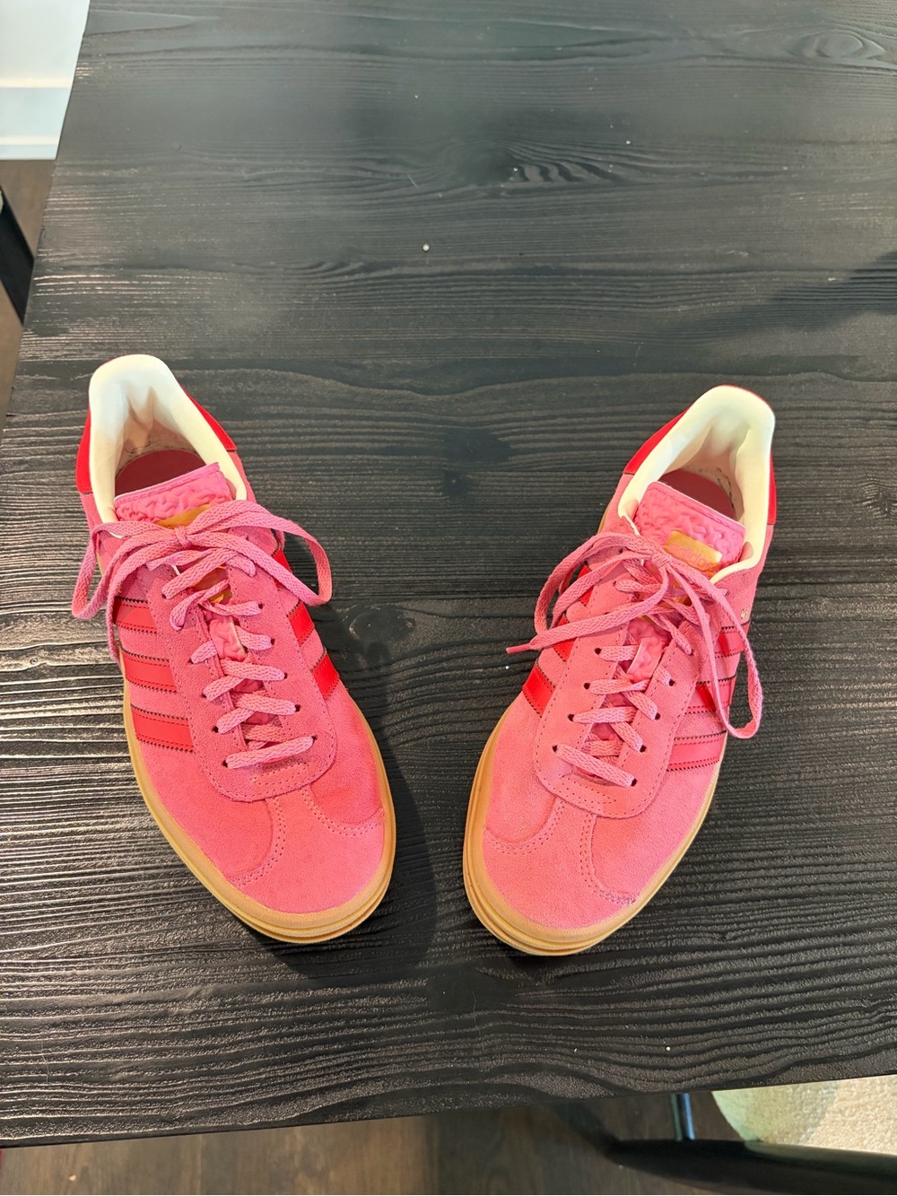 adidas Women’s Pink Suede Platform Sneakers with Gum Sole - Picture 3 of 8